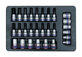 28 PC. 3/8+1/2 DR. Bit Socket and Star Socket Set for Tool Trolley